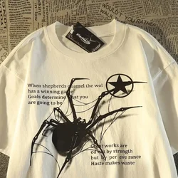 American Retro Street Spider Pure Cotton Short Sleeve T-shirt for Men and Women Oversize Fashion Personality Couple Top Clothes