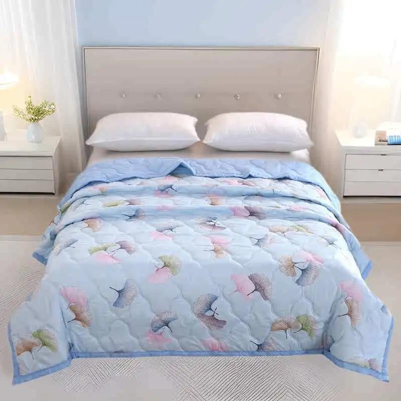 Pure Cotton Thin Quilt Machine Washable Summer Cooling Blanket Single Double Size Spring Autumn Use Child Friendly Light Weight