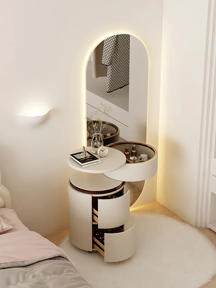 Dressing Table, Bedside Table, Dual Purpose, Full Body Mirror, Integrated with Light, Household Bedroom, Small Unit