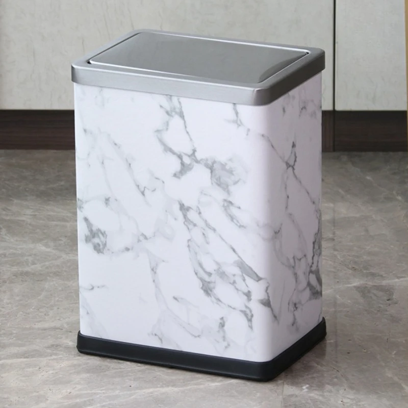 

Stainless Steel Trash Can with Lid Luxury Large Capacity Trash Bin Minimalist Built-in Wastebasket Home Room Bathroom Supplies
