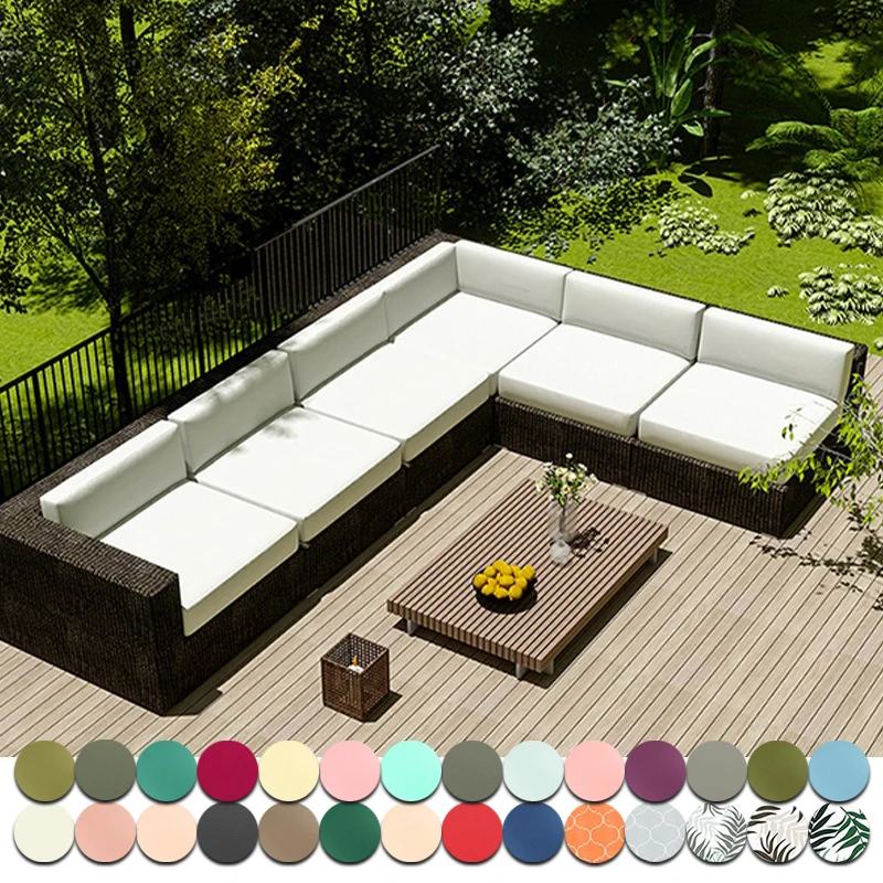 

Elastic Edge Universal Fit Sofa Slipcovers Waterproof Outdoor Cushion Covers Protection for Sectional Couches Non-Slip Bottom