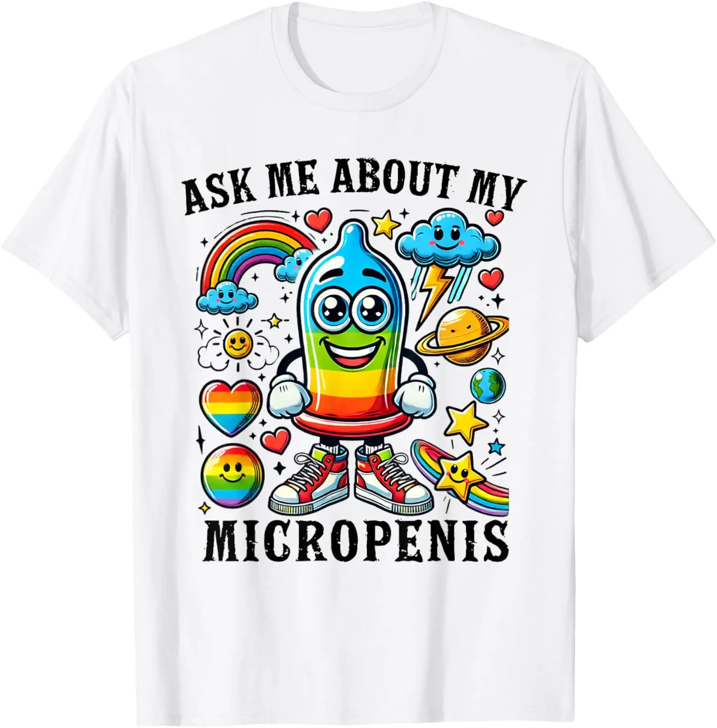 Ask Me About My Micropenis Funny Inappropriate Adult Humor T-Shirt 100% Cotton Trendy Y2K Short-Sleeve Tee-Soft, Quick-Drying,