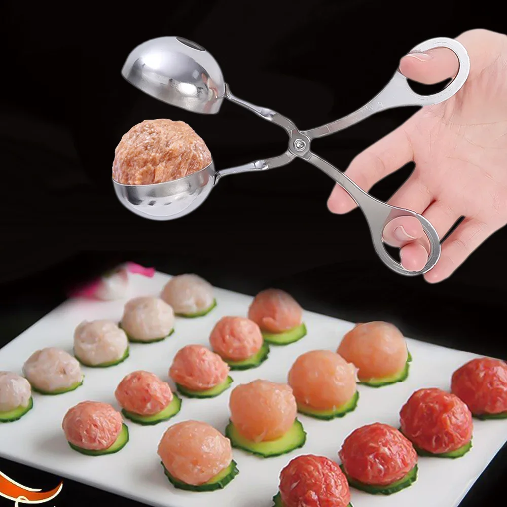 Molde antiadherente multifunción para hacer albóndigas, molde de acero inoxidable para Hacer bolas de pescado, helado de arroz, accesorios de cocina