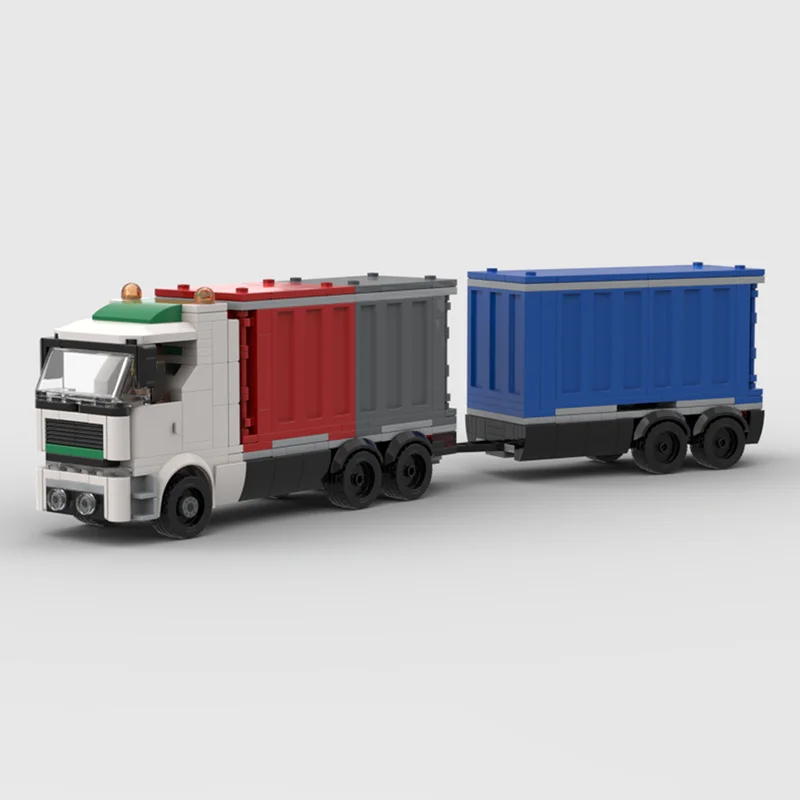 الحضرية سيارة ModelMoc اللبنات الحاويات البضائع نماذج من الشاحنات التكنولوجيا الطوب DIY الجمعية لعبة البناء عطلة مجموعة الهدايا