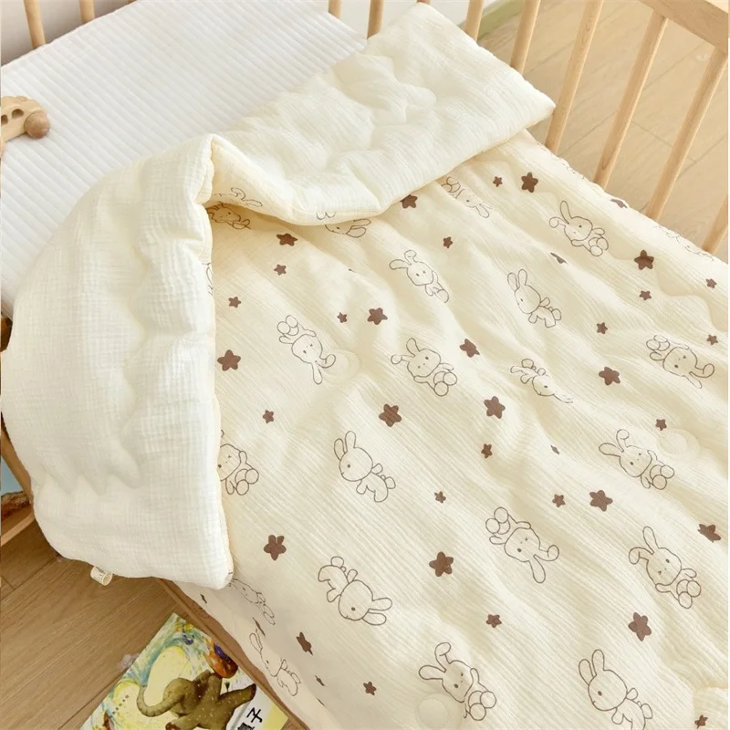 Colcha De Bebê Creme Coreano, Cobertor De Algodão De Musselina Pura, Swaddle Macio Quente Envolvido Cama, 4 Estações, Dropshipping