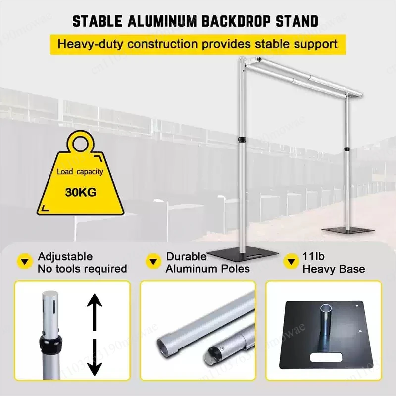 3Mx6M Adjustable Double Crossbar Pipe&Drape Backdrop Stand Suitable for Wedding Ceremony Curtain Decor Portable Aluminum Stand