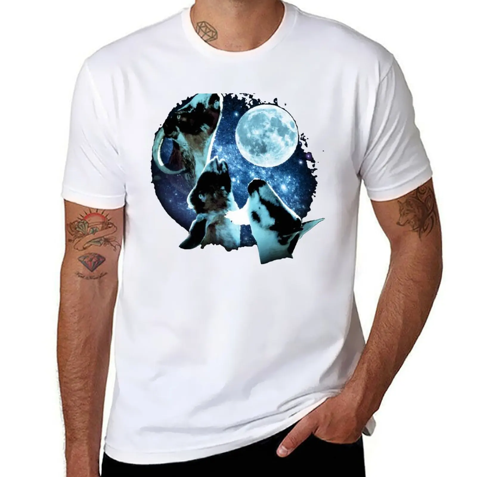 

Three Goat Moon T-Shirt man t shirts for men t shirt for man 100 percent cotton T-Shirt