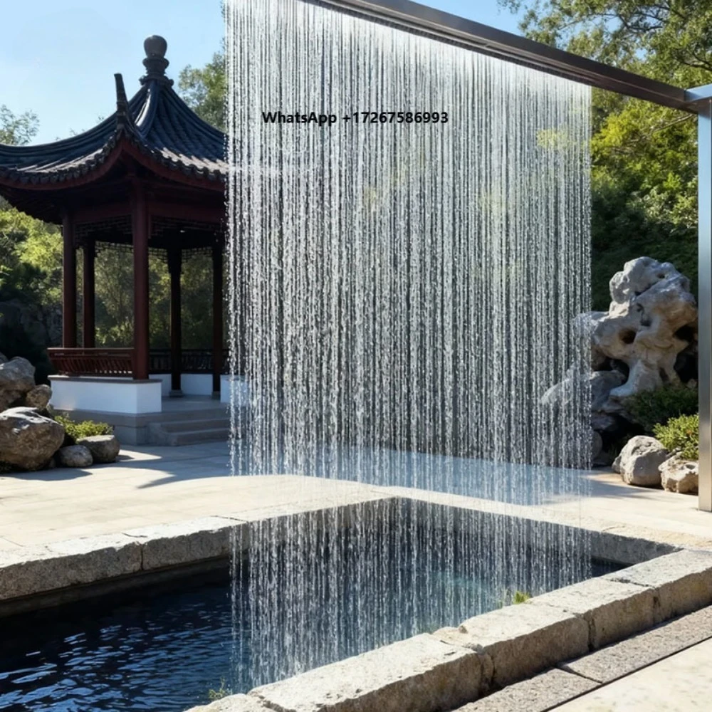 2026 Rainy Water Curtain Including Light Pump Nozzle Controller Main Frame for Decoration Customized Length and Shape Waterfall