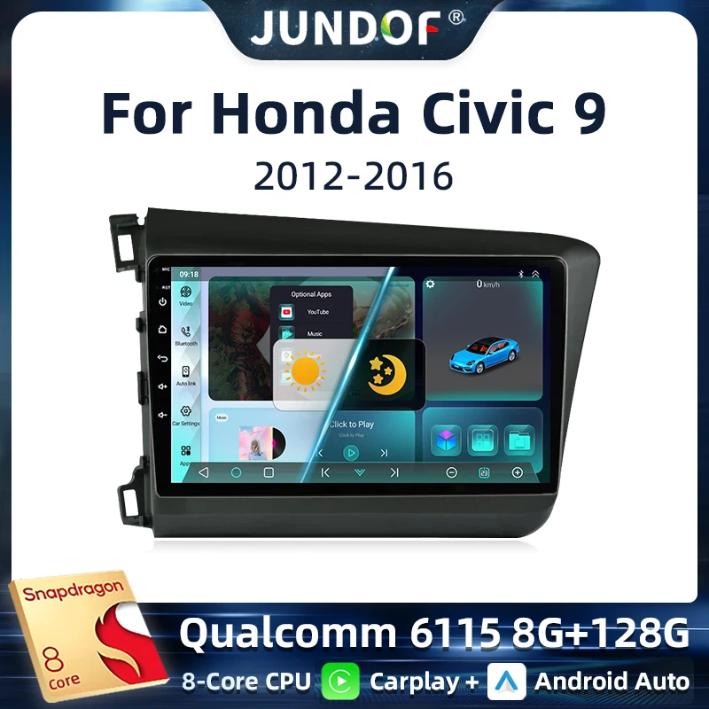 

Android 13 Car Stereo Radio Multimedia Wireless Carplay Android Auto For Honda Civic 9 2012 2013 2014 2015 2 din GPS DSP WIFI