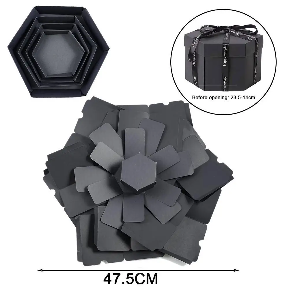 Hexagon Multi-layer Surprise Explosion Box Photo Album Scrapbook DIY Gift Box For Valentine Confession Wedding Birthday Party