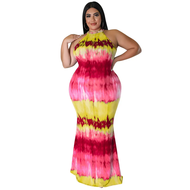 

African Dresses for Women Summer Sexy African Women Sleeveless Round Neck Polyester Long Dress Maxi Dress African Clothes Women