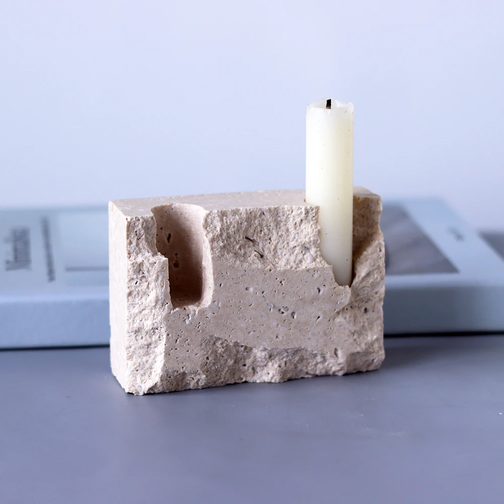 Geometric Candle Holder Silicone Mold - Minimalist Concrete Candlestick with Dual Holes, Modern Tabletop Decor, Handmade Gift