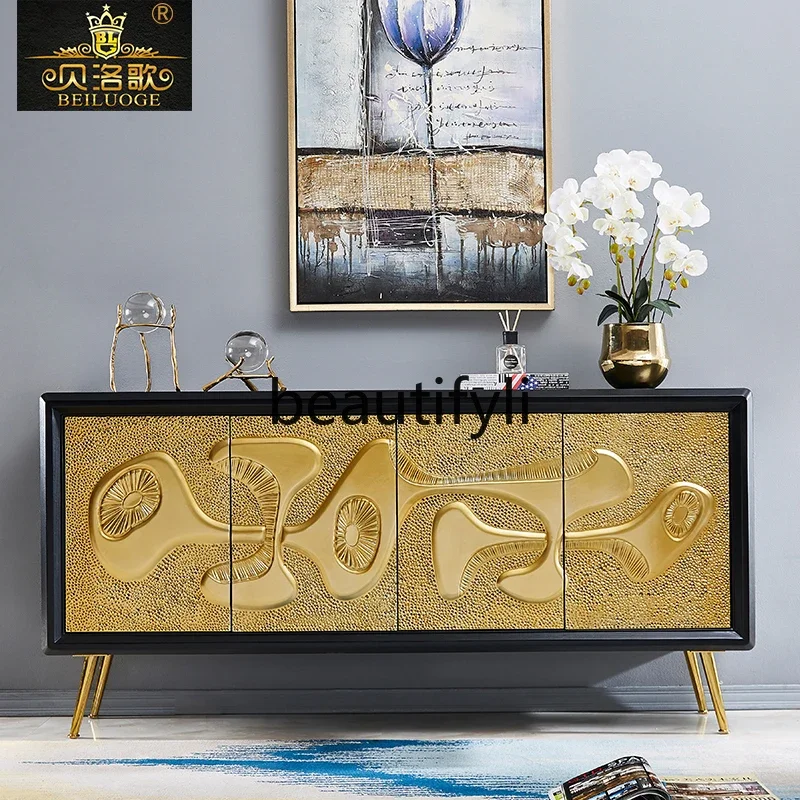 

American porch cabinet, multi-functional side cabinet, living room, neoclassical three-dimensional engraved locker0746