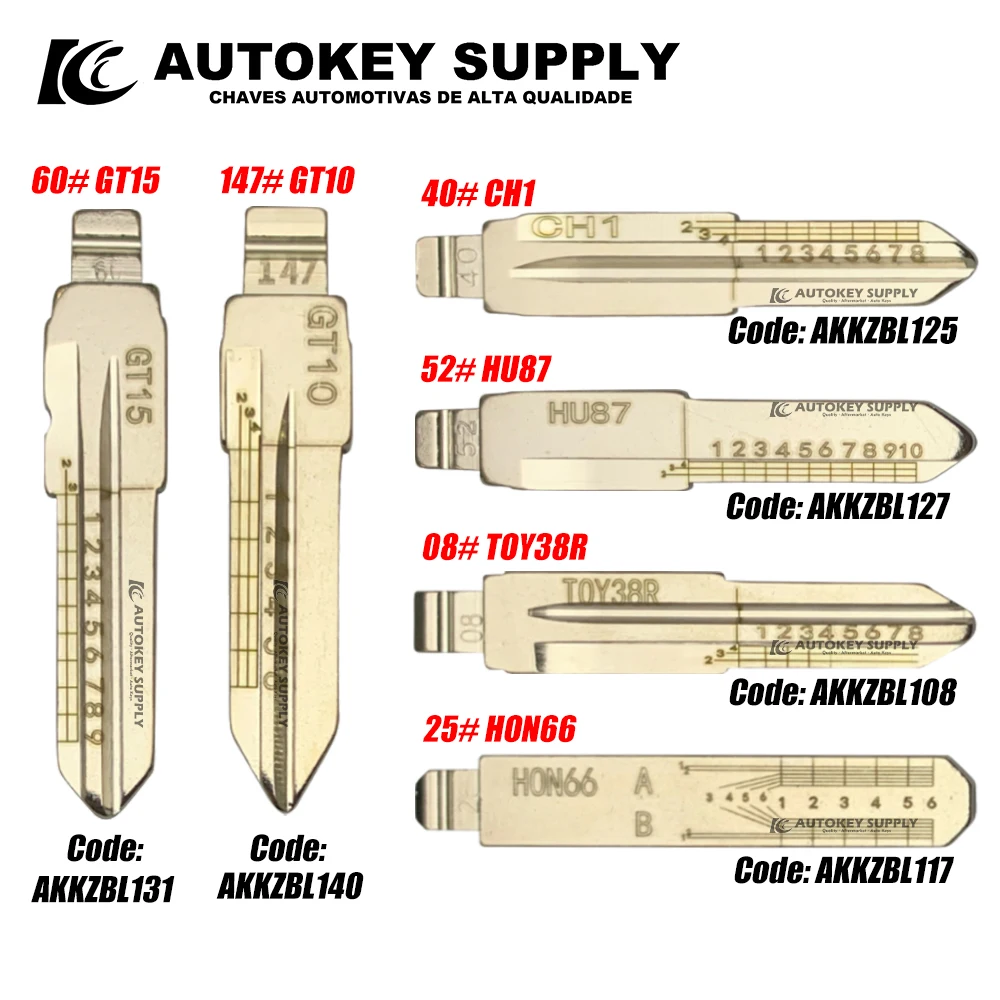 

Для лезвия ключа со шкалой GT15 60 # GT10 147 # CH1 40 # HU87 52 # TOY38R 08 # HON66 25 # AKKZBL131 AKKZBL140 AKKZBL125 AutokeySupply