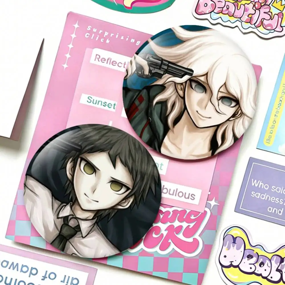 

N-Nagito H-Hajime K-Komahina Laser Badge Creative Pins Brooch for Bag Clothes Hat Decor Gifts Fans Collect