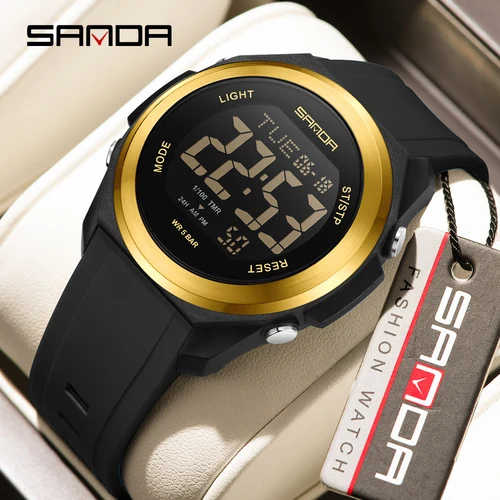 Imagen 2 del producto SANDA nuevo 2199 reloj electrónico Digital para estudiantes deportes multifuncional impermeable colorido LED reloj electrónico para hombres 2025