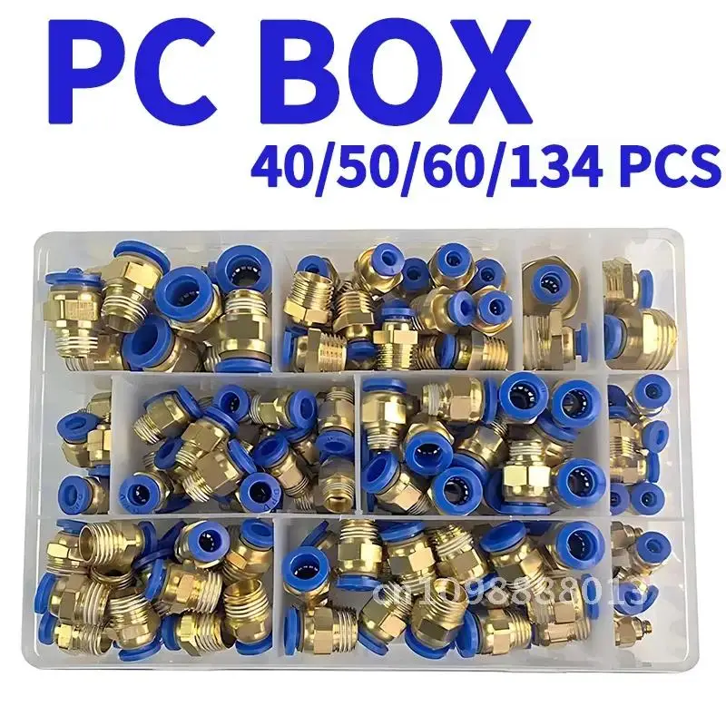 

Boxed PC Air Joint Connectors Pneumatic Fittings Quick Connectors 1/8 Connections Air with PC4-M5 PC6-01 1/4 Male for Thread