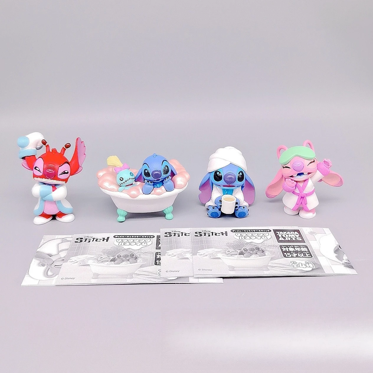 

4Pcs Lilo & Stitch Bath Series Figurines Disney DIY Car Desktop Ornaments Anime Plush Dolls