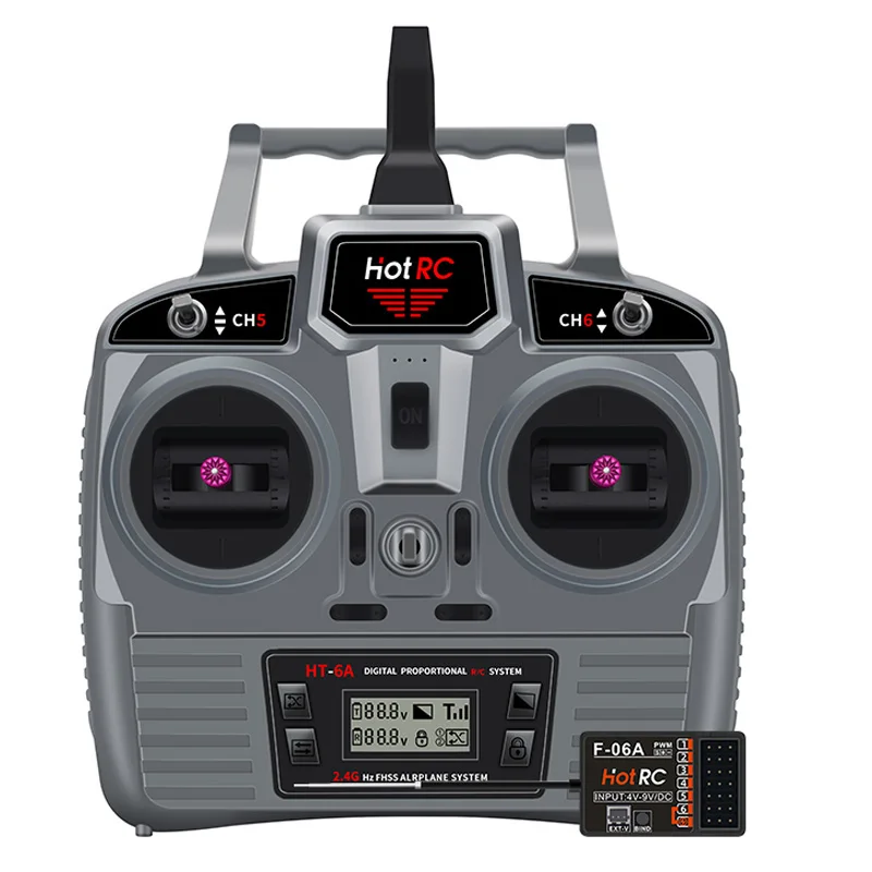 Yükseltme Hotrc HT-6A 2.4G 6CH RC Verici FHSS ve 6CH Alıcı Kutusu Ile FPV Drone Rc Uçak Rc Araba Rc Tekne
