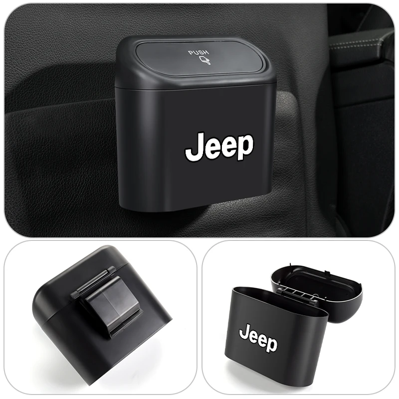 Car Trash Can Hanging Garbage Bin Pressing Box With Lid For Jeep Renegade Compass Grand-Cherokee Wrangler Wrangler-JK Cherokee