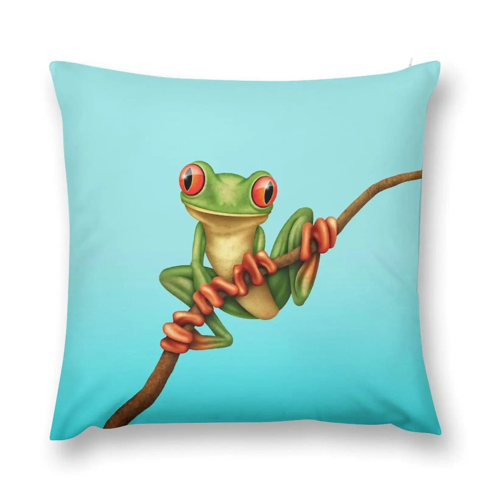 

Cute Green Tree Frog on a Branch Throw Pillow Christmas Cushion For Home Cushion Cover Set pillow