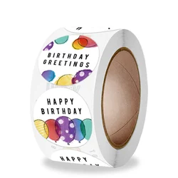 100-500pcs Cute Happy Birthday Sticker Birthday Gift Decoration Label Sealing Balloon Cake Label Packaging Scrapbook Sticker