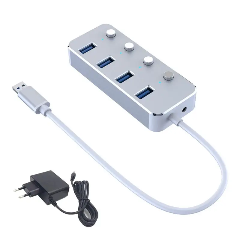 B92B-USB 3.0 Power Adapter 4 Ports Splitter Hub USB Multi Extender Switch 1.2M Cable Hub USB Hub 3.0 EU Plug B