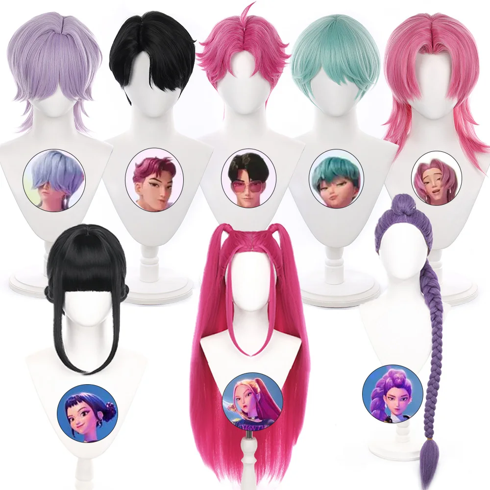 Huntrix Saja-Peluca de Cosplay para niños, Rumi Zoey Mira k-pop, disfraz de cazadores de demonios, accesorio Jinu Abby Baby Romance Mystery, pelucas de Halloween