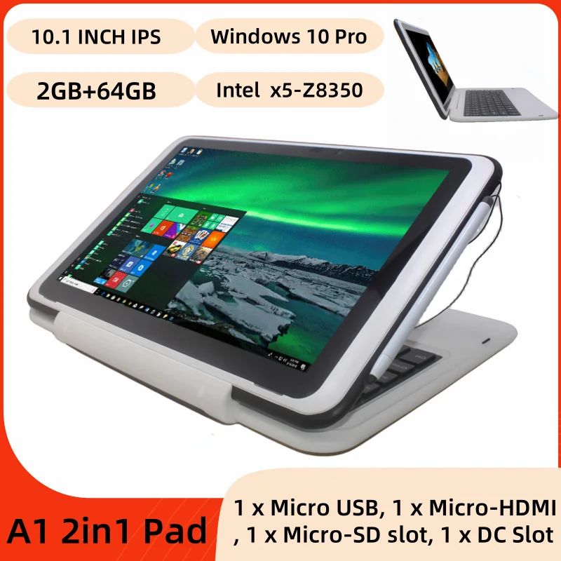 

NEW 64Bit 10.1 Inch Windows 10 2IN1 Tablet DDR 2GB RAM 64GB ROM HD-MI Intel Atom Z8350 Quad-Cor 6300mAh