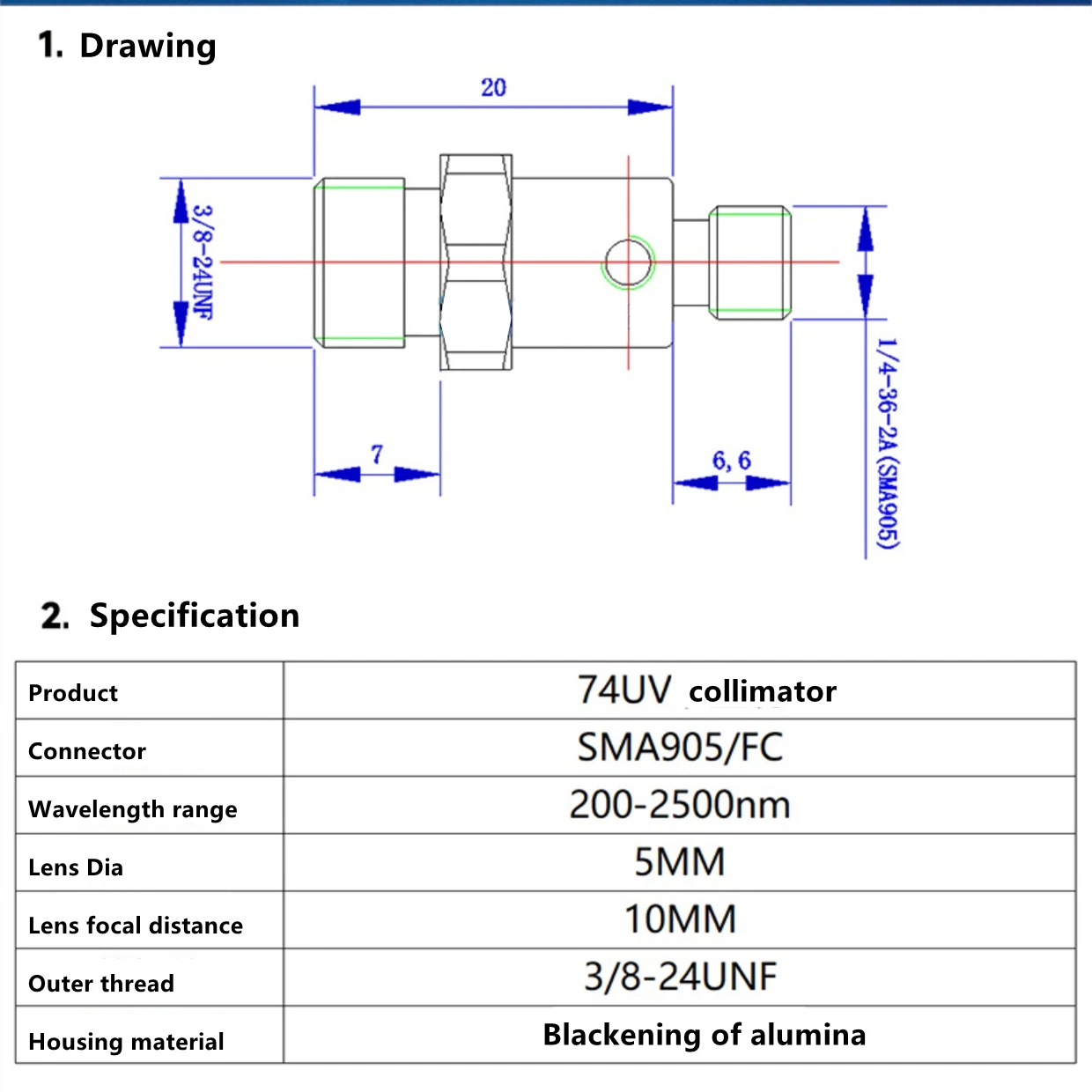 FC collimating เลนส์ SMA905 74UV collimating กระจก collimating ข้อต่อกระจกคอนเดนเซอร์ optoelectronic จัดส่งฟรี