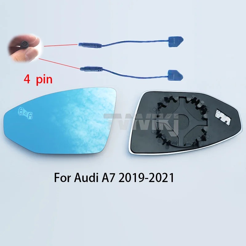 1 pair Side rearview mirror blue glass lens with Blind spot light For Audi A7 A7L 2011-2021 car mirror BSA BSD BSM