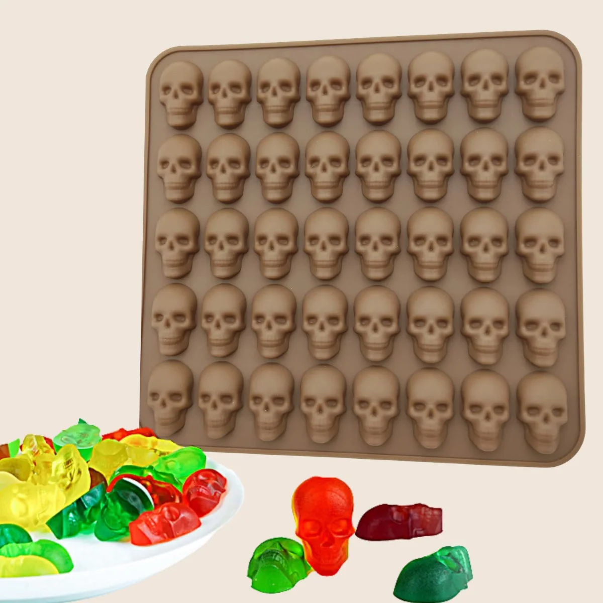 40 Cavity Skull Chocolate Silicone Mold Biscuit Cake Candy Baking Mould Ice Tray DIY Soap Candle Decoration Halloween Party Gift