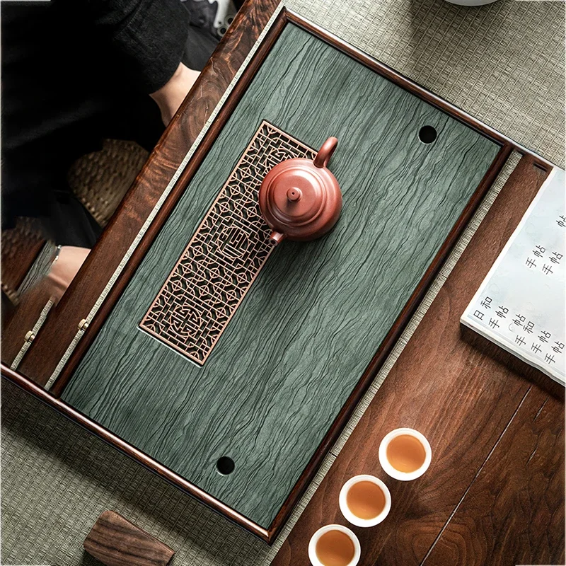 Drip Chaban Stone Tea Tray Kung Fu Chinese Serving Vintage Large Tray Luxury Kitchen Plateau Miroir Tray Decoration Table