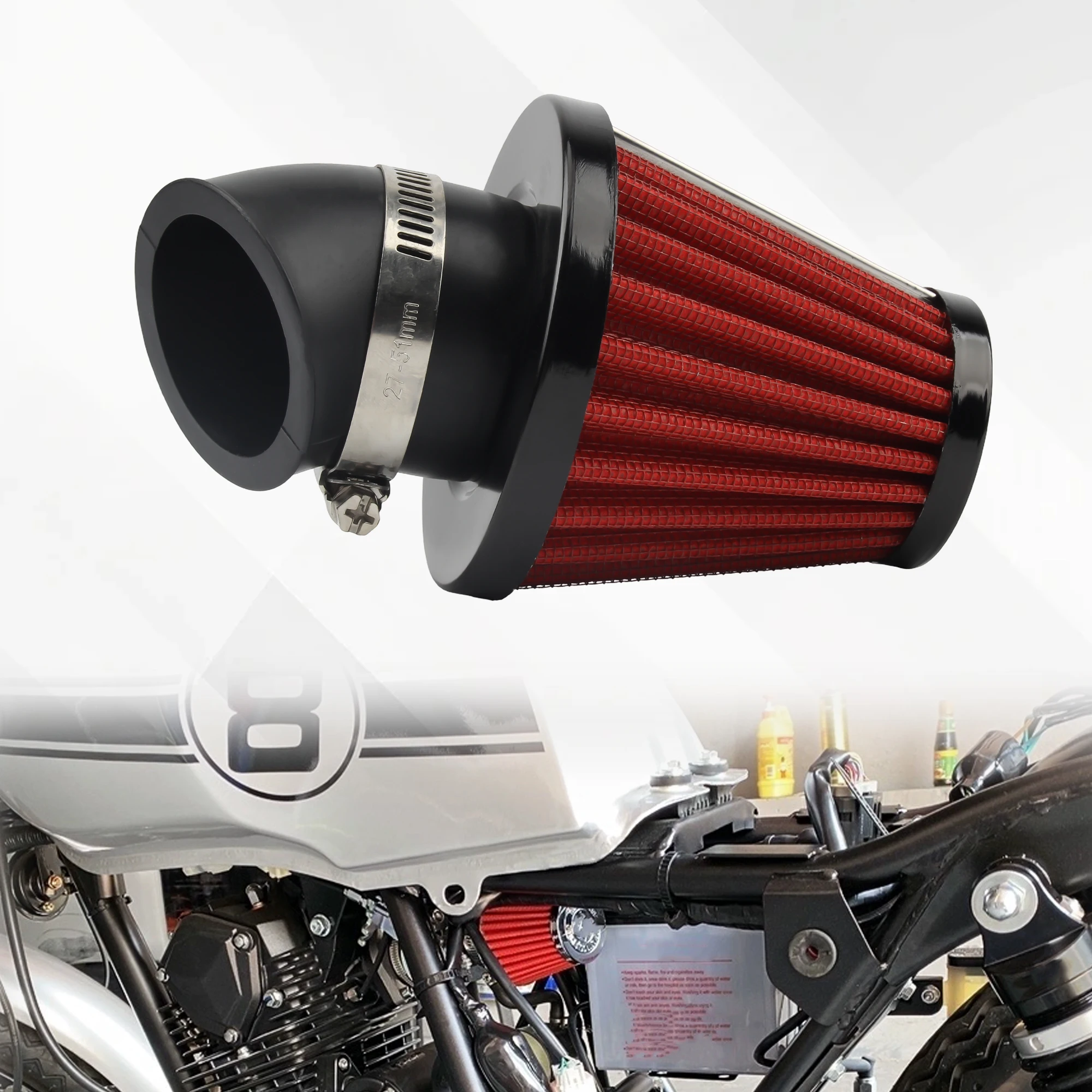 For GY6 Honda JOG 35-48mm 45 Degree Bend Universal Motorcycle Air Filter Intake