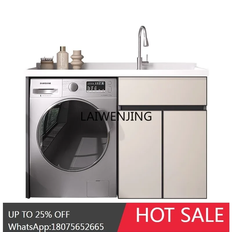 LYN Space Aluminum Balcony Washing Machine Cabinet Combination Customized Laundry Sink Pool Table Integrated with Rubbing Board