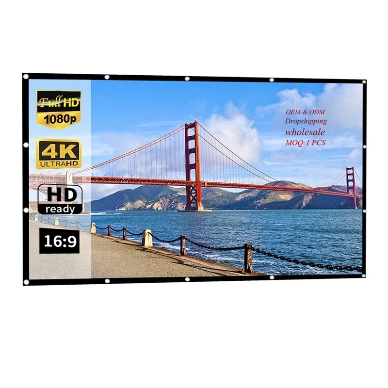 

Portable 200 Inch Simple Folding Thin Polyester Projector Film Curtain High Quality 16:9 Movie Screens Foldable