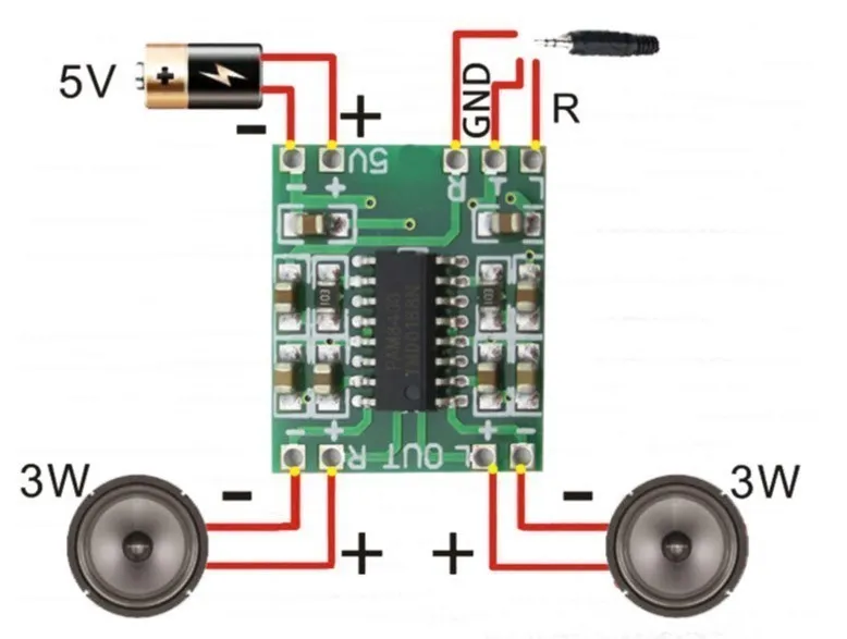 10 Stück PAM8403 Mini Digital Audio Verstärkerplatine 2x3W Klasse D 2,5V-5V Zweikanal Stereo Endstufenmodul für DIY-Lautsprecher – Detail 1
