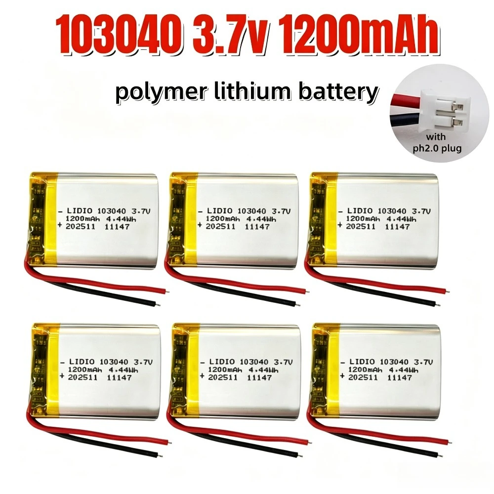 1-20 Stück 103040 3,7V 1200mAh Li-Po 10x30x40mm Mit JST PH2.0 2-Pin Für GPS MP3 MP4 MP5 Bluetooth-Headset Dashcam Smartwatch DIY