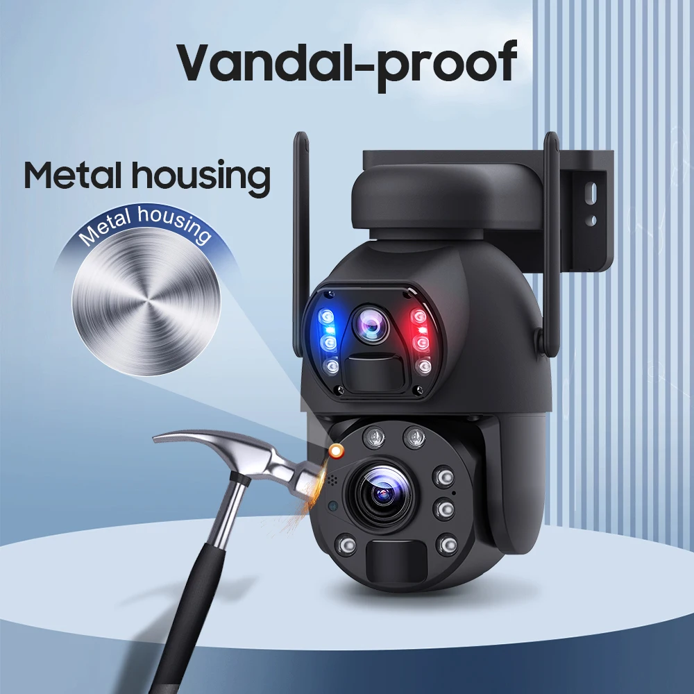 Solar Security Cameras Wireless Outdoor Battery Powered PTZ WiFi 6MP Camera For Home PIR Motion Detection Siren Night Vision