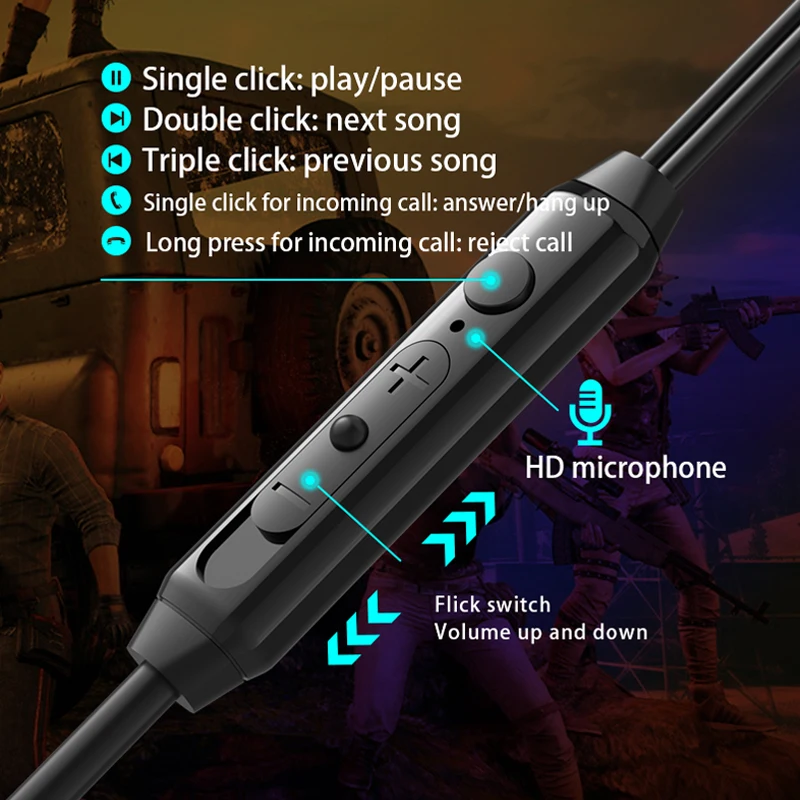 سماعة رأس للألعاب الرياضية الإلكترونية 3.5 مم/Type-C/USB/3.5 مم-مقبس مزدوج/ميكروفون مزدوج داخل الأذن، صوت محيطي 360 درجة، سماعات أذن سلكية ستيريو عالية الدقة PUBG، سماعات أذن للألعاب منخفضة الكمون