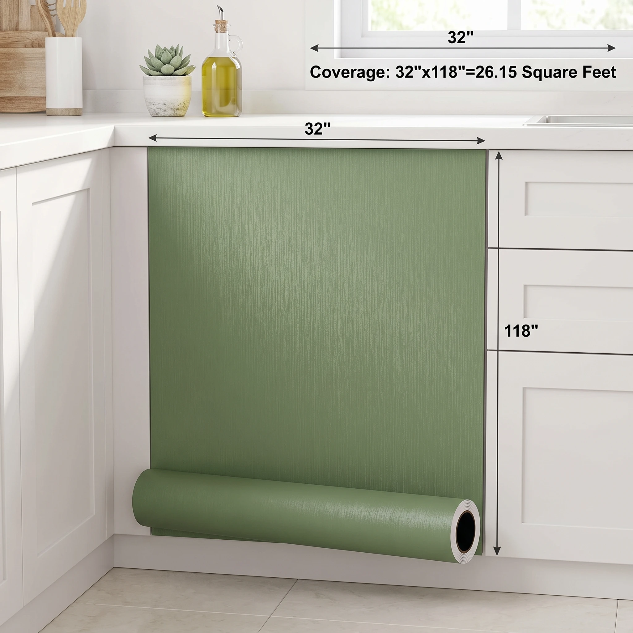 Matte Wallpaper Self-Adhesive PVC in Green/White/Black 2/3/5M Length for Wall Shelf Liner Table Door Living Room Decor Contact P