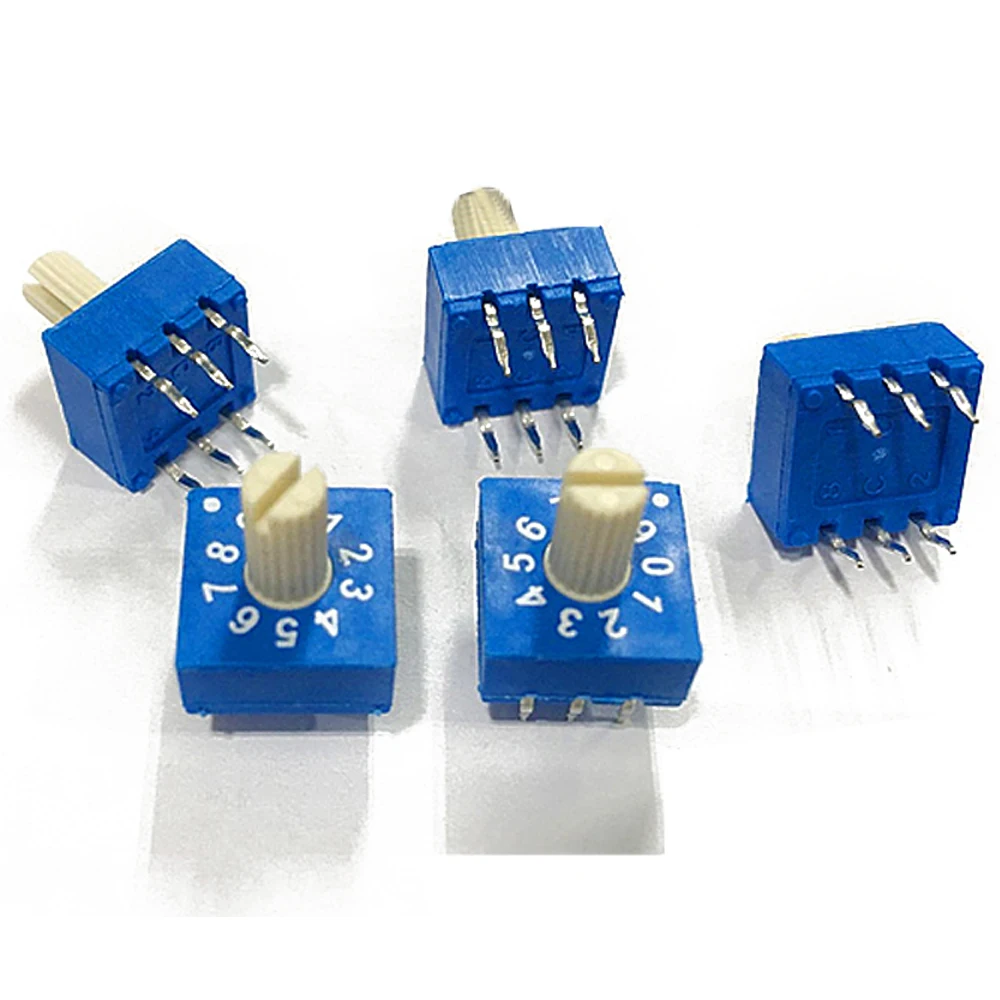 

5pcs/pack DC 24V Code Switch ERD110RS 10 bit 0-9 3:3 Rotary Encoder Switch with Handle 25mA Encoding Switch 10x10mm Module