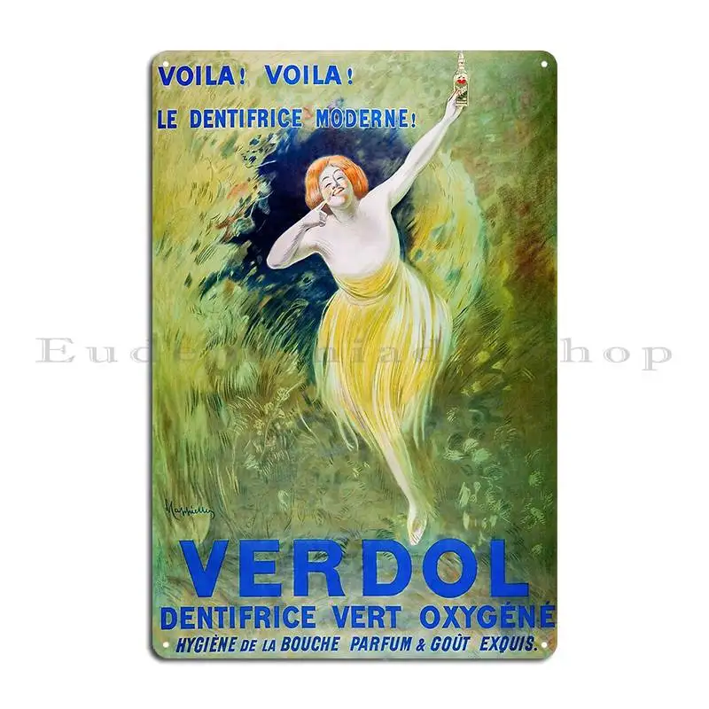 Art Nouveau Poster Verdol Oxygenated Green Toothpaste 1911 Metal Signs Cinema Print Club Wall Plaque Sign Tin Sign Poster