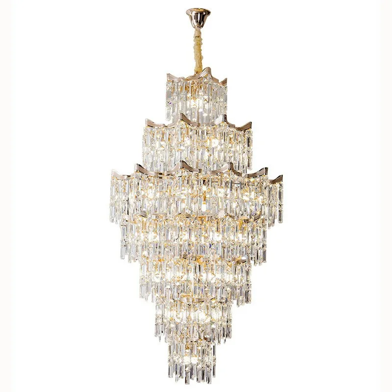 

Duplex building, chandelier, light luxury, modern, crystal, hall, villa