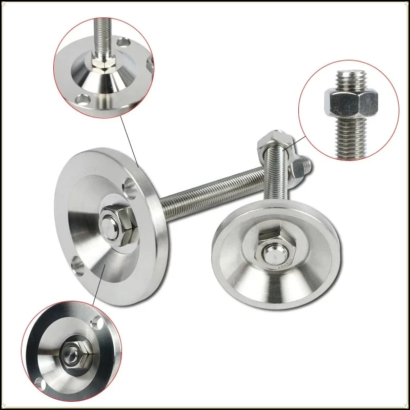 304 Stainless Steel Heavy Duty Adjustable Leveling Feet M8/12 Balance Support Legs For Industrial Machinery Furniture Equipment
