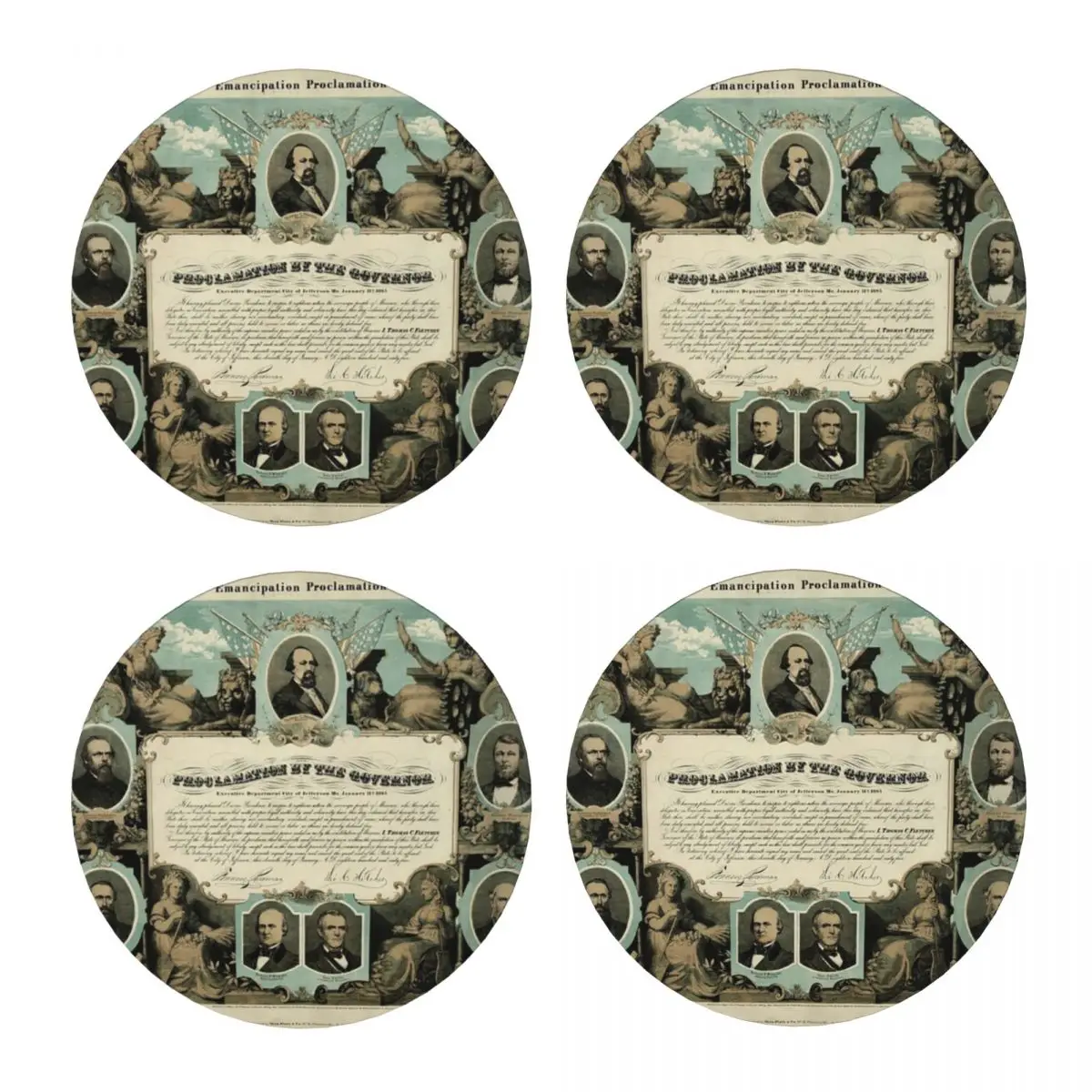 

Emancipation Proclamation By E. Knobel (1865) Coaster Керамика Hot Pad Стол Посуда Для Кухонного Стола Подставки Кофейный Коврик