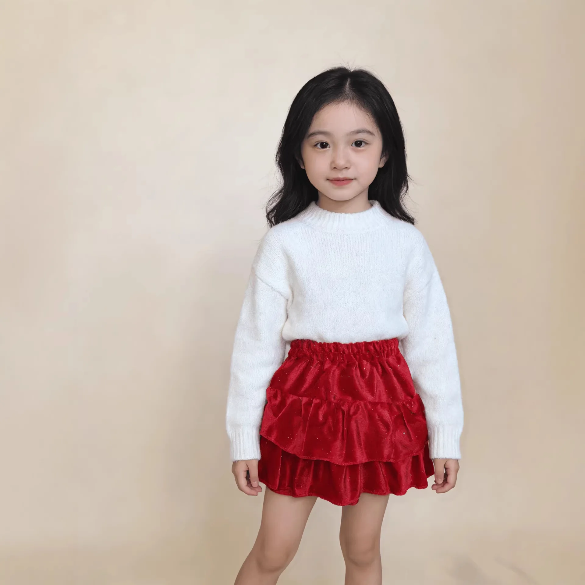 Children Autumn Winter Elegance A-line Fluffy Short Skirts New Shiny Velvet Skirt Girls Ruffled Fashion Short Ruffled Skirts