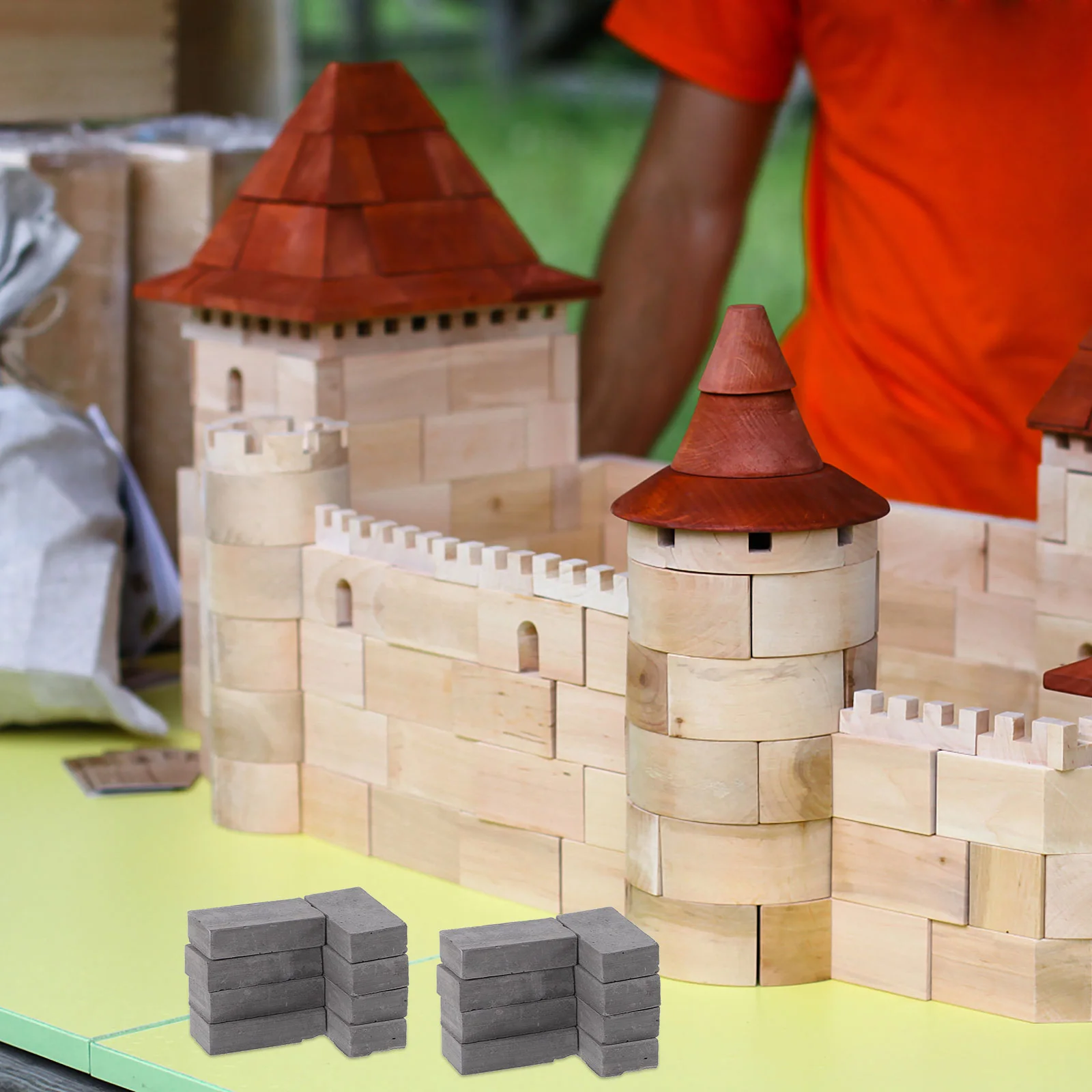 200 pçs mini tijolos brinquedos das crianças blocos de construção prop acessórios mesa areia modelo em miniatura diy