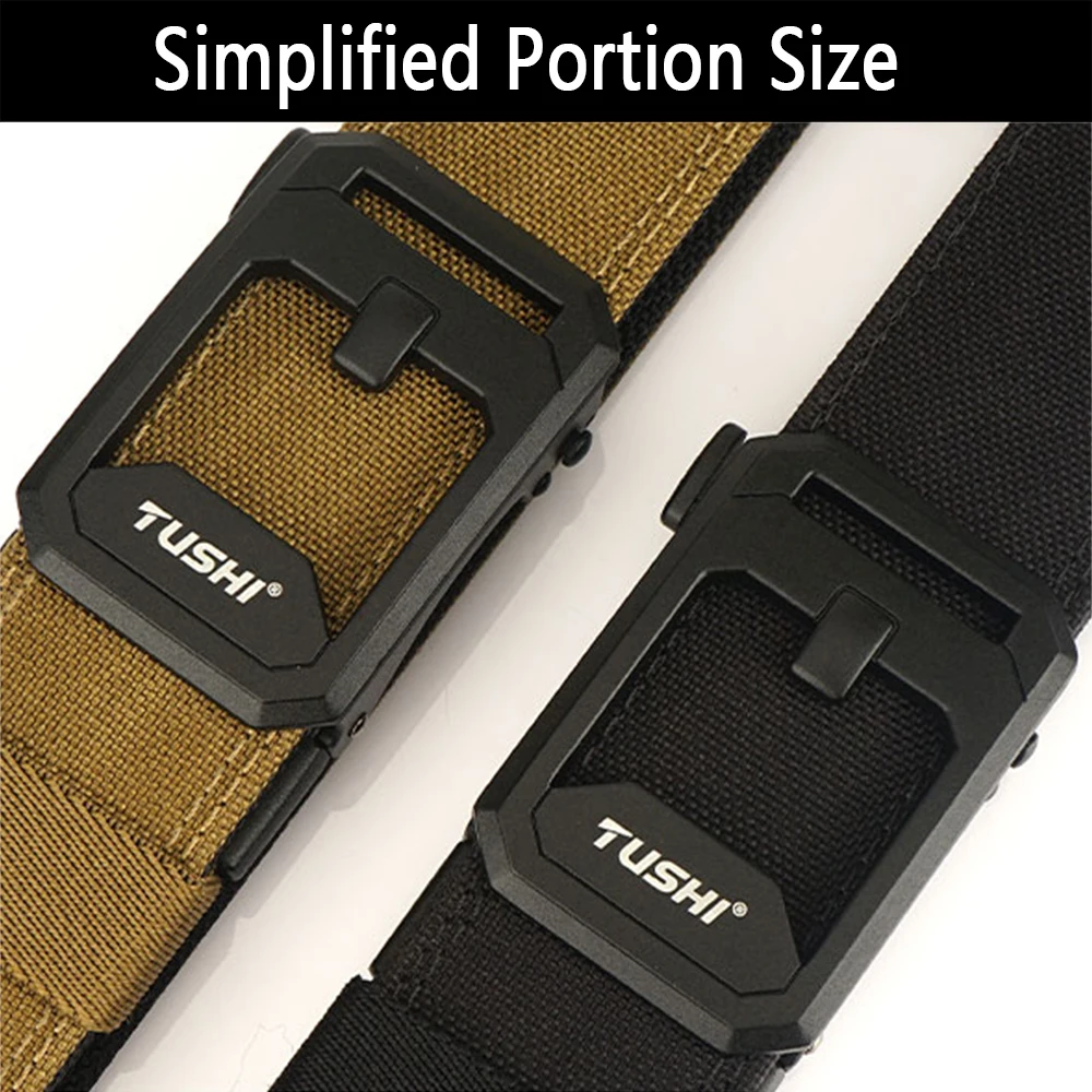 TUSHI New Men's Military Tactical Belt Tight Sturdy Nylon Heavy Duty Hard Belt for Male Outdoor Casual Belt Automatic Waistband