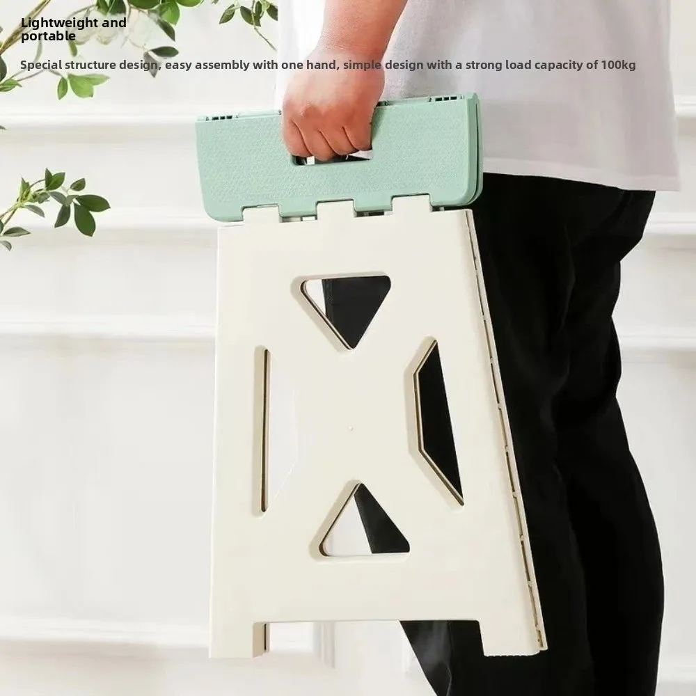 

Plastic Portable Folding Stool with Handle Easy To Carry Leisure Fishing Chair Foldable Step Stool Outdoor Camping Stool Garden